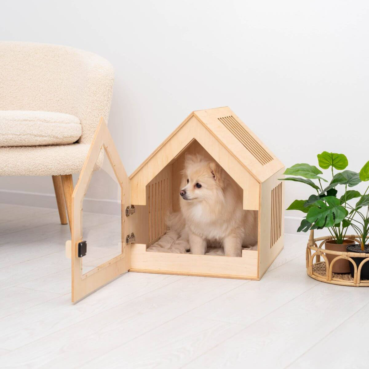 Wooden Indoor Dog House – Cozy Pet Den and Safe Napping Spot
