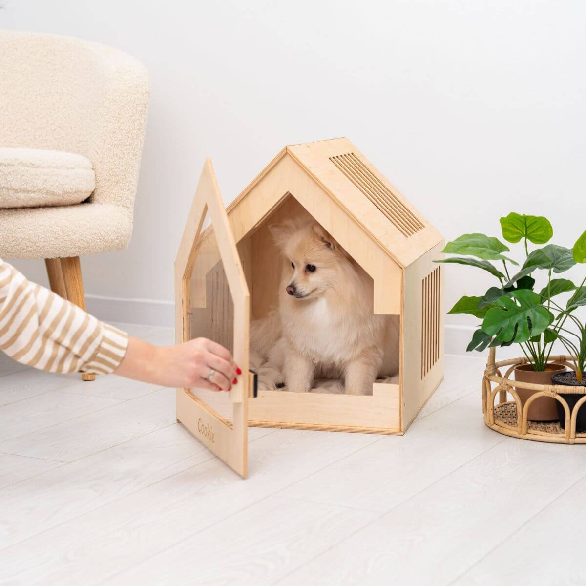 Wooden Indoor Dog House – Cozy Pet Den and Safe Napping Spot