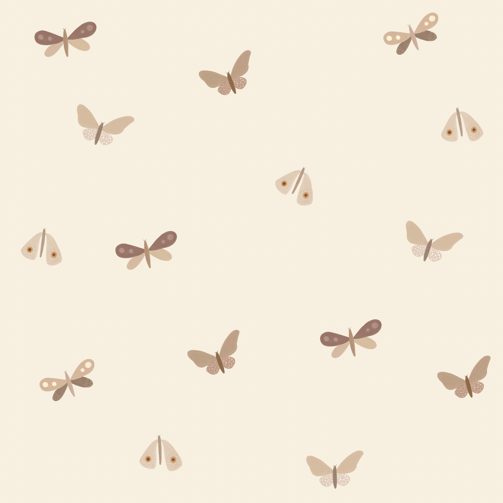 Indra Minimalist Bohemian Wallpaper in Cream, Taupe, and Brown
