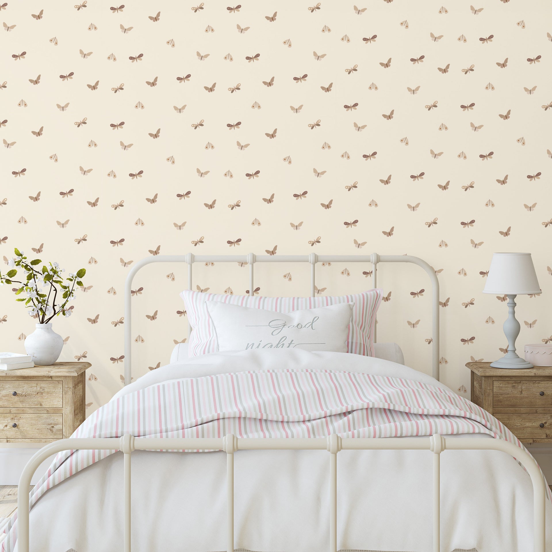 Indra Minimalist Bohemian Wallpaper in Cream, Taupe, and Brown