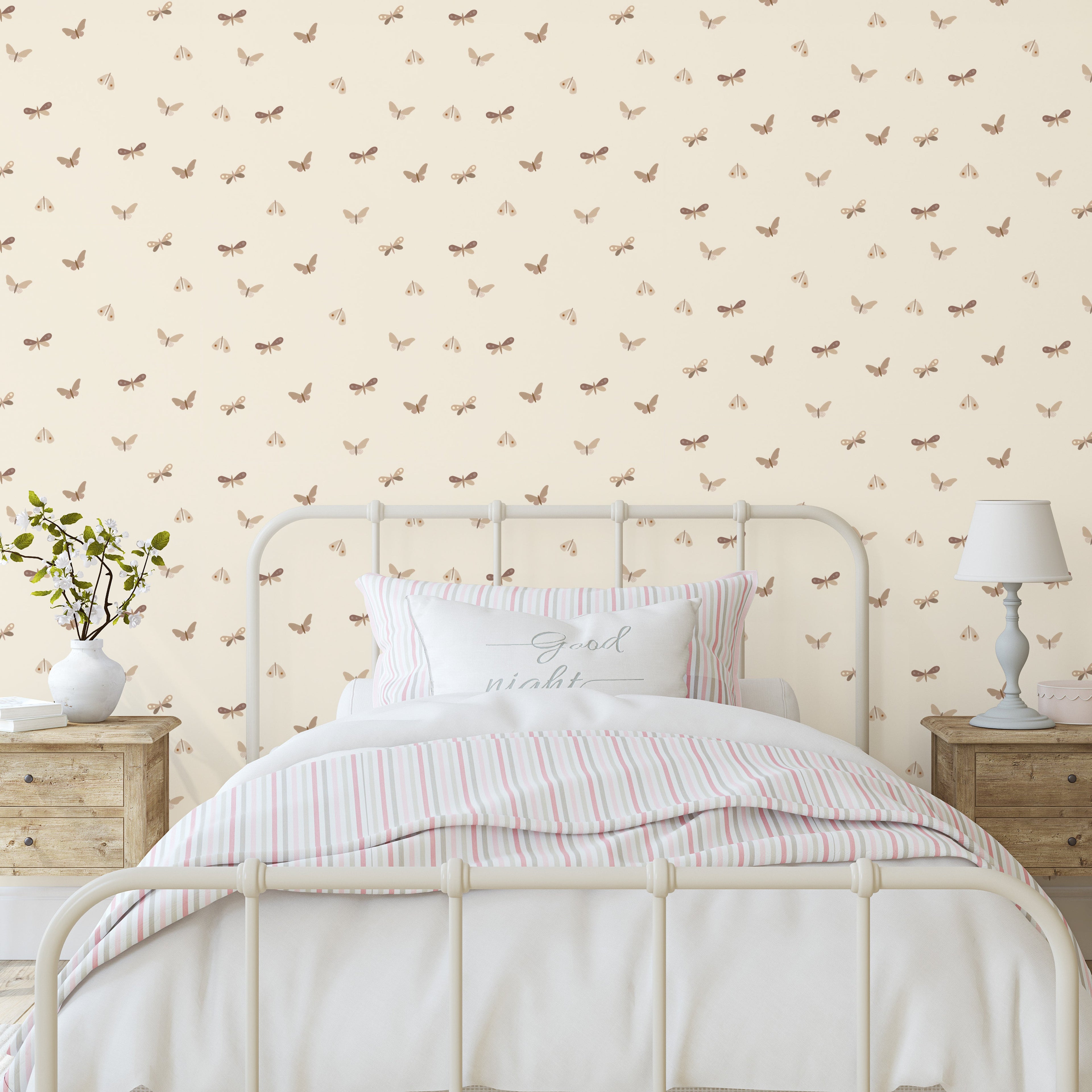 Indra Minimalist Bohemian Wallpaper in Cream, Taupe, and Brown