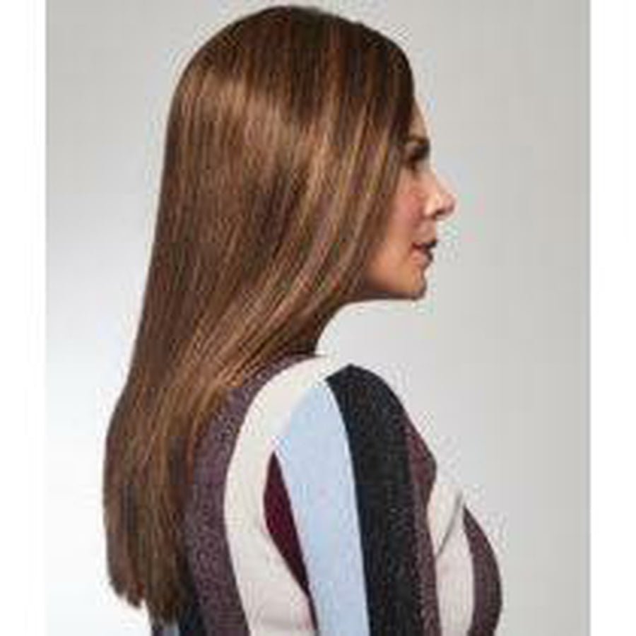 Human Hair Top Piece with French Drawn Monofilament and Clips
