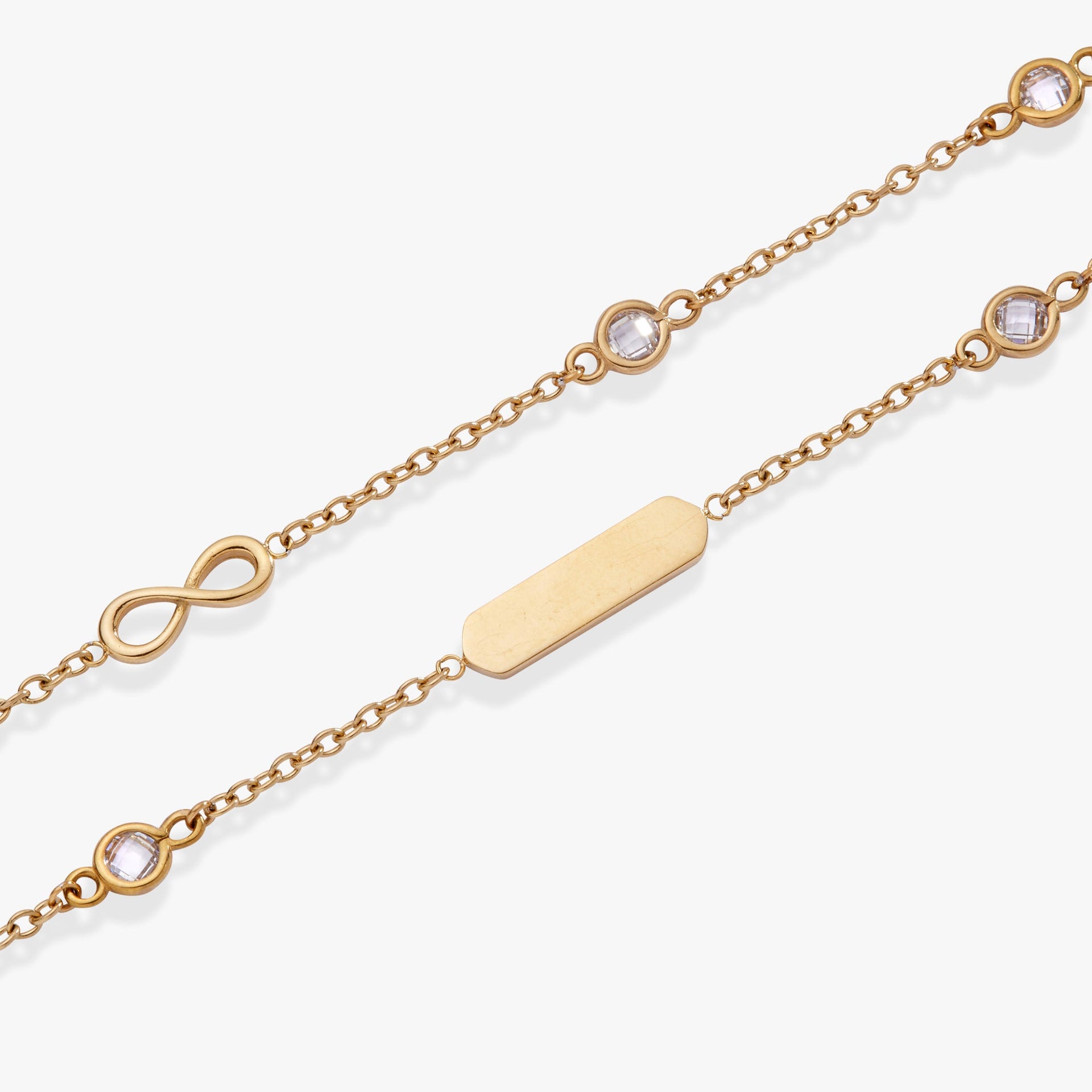 Double Strand Infinity Chain Bracelet with Sparkling Crystal Stones