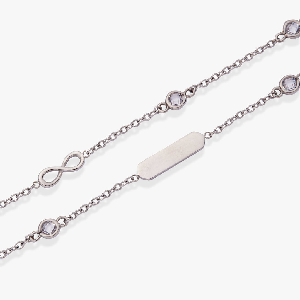 Double Strand Infinity Chain Bracelet with Sparkling Crystal Stones