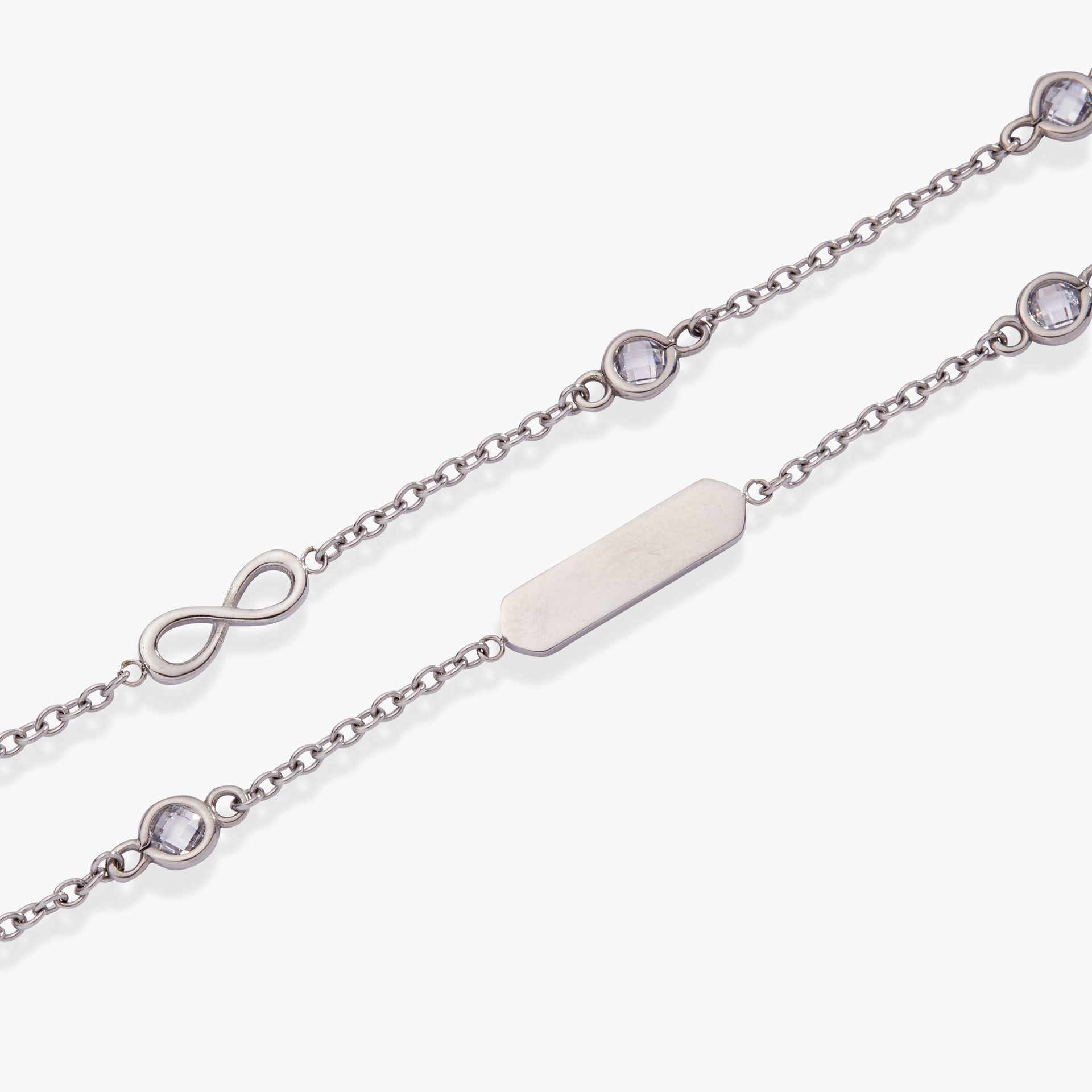 Double Strand Infinity Chain Bracelet with Sparkling Crystal Stones