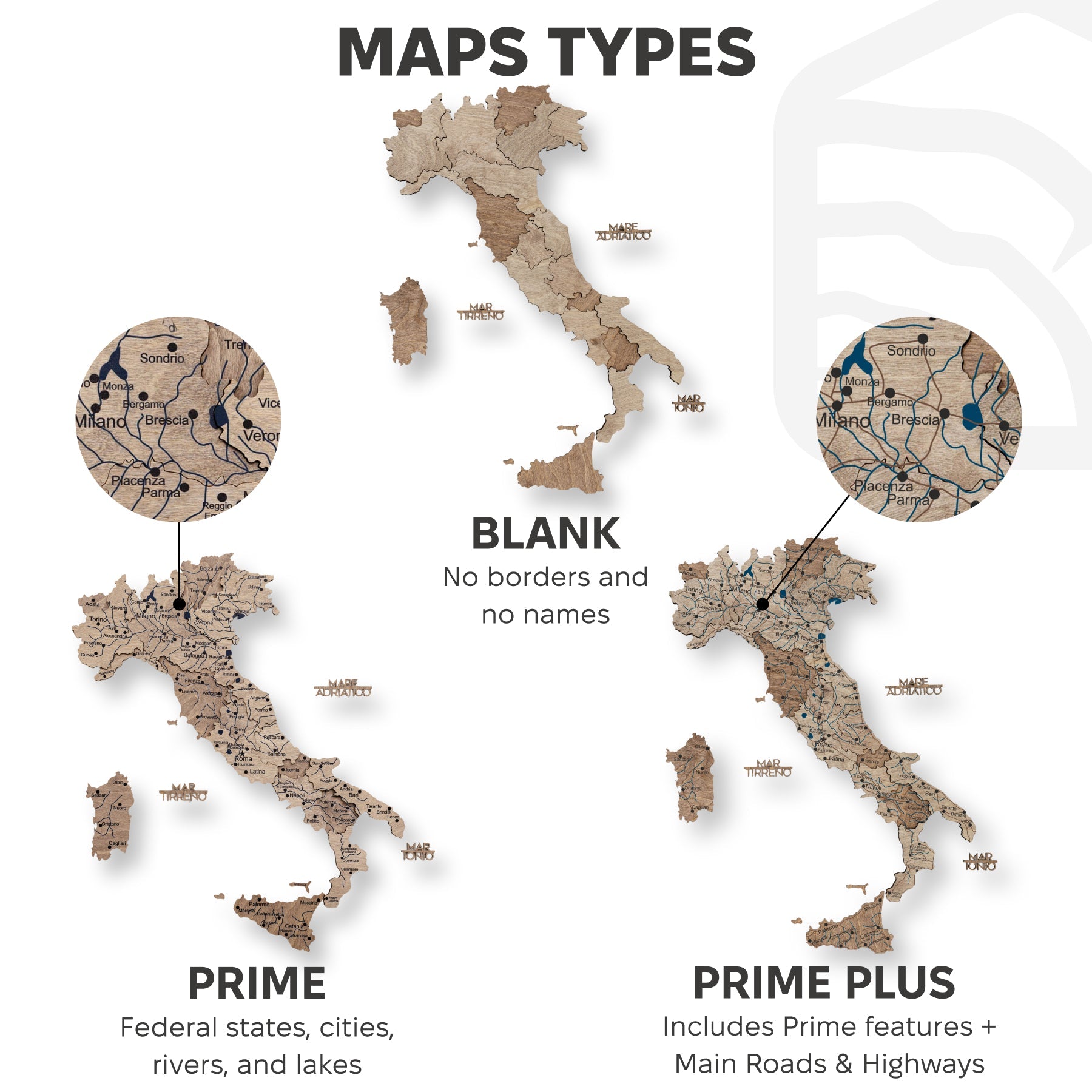 Wooden Map of Italy – Terra with Travel Pins and Landmarks