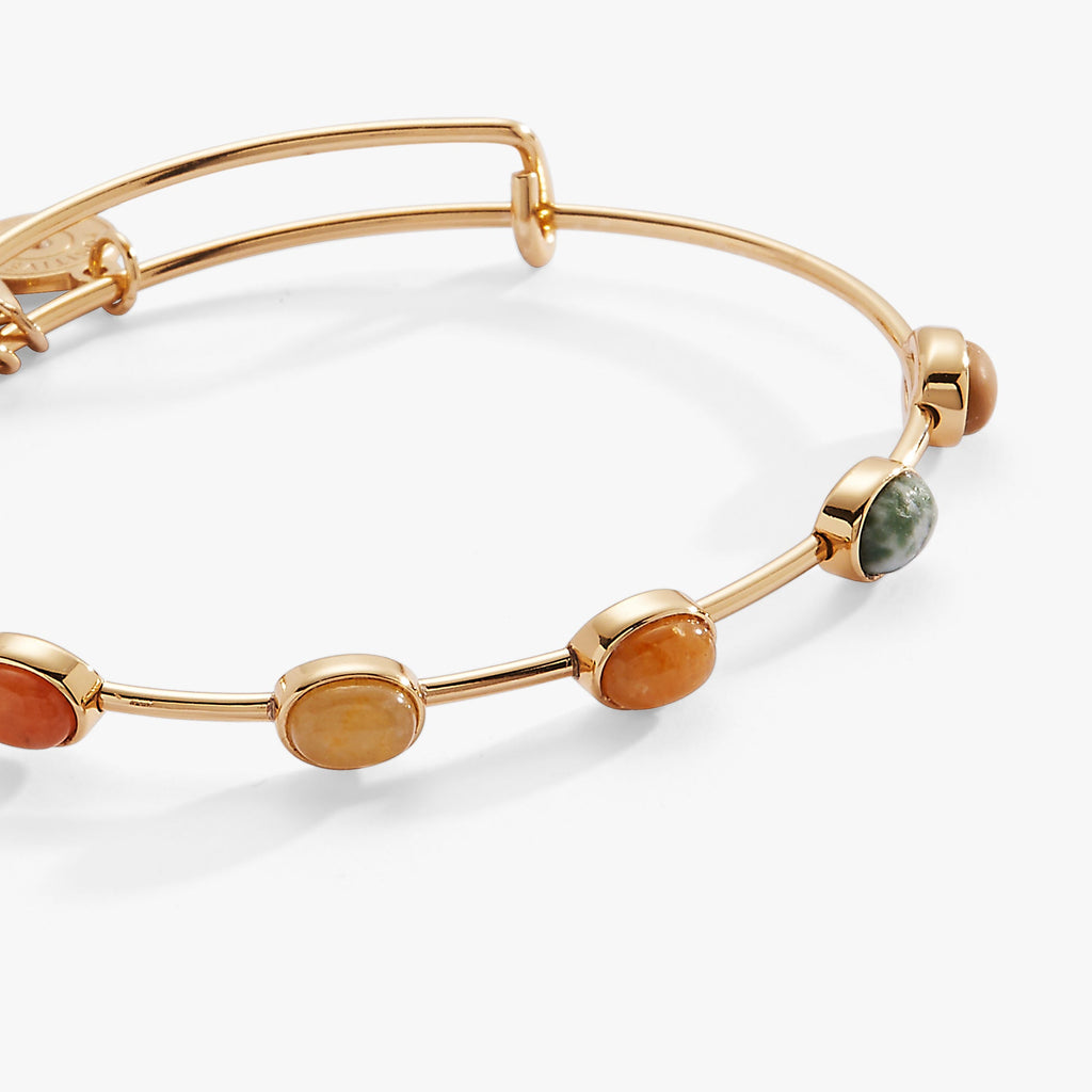 In-Line Semi-Precious Gemstone Bangle Gold Multi-Color Bracelet