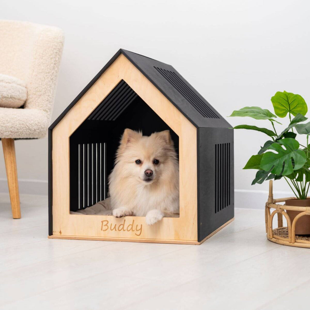 Large Indoor Wooden Dog House for Stylish Home Pet Comfort