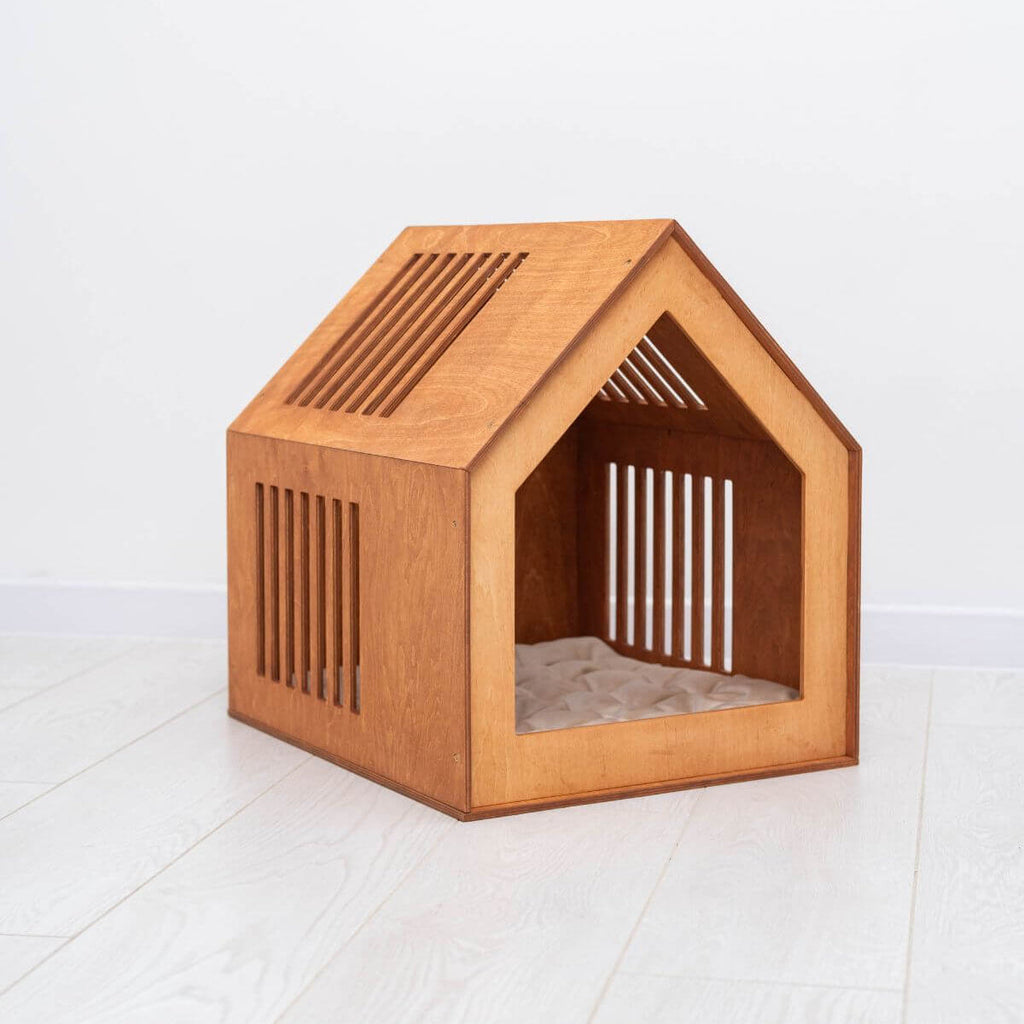 Large Indoor Wooden Dog House for Stylish Home Pet Comfort