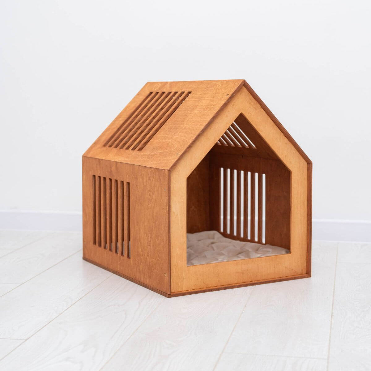 Large Indoor Wooden Dog House for Stylish Home Pet Comfort