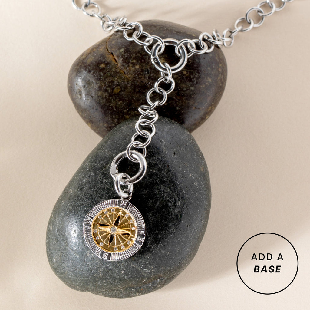 Interchangeable Two-Tone Compass Charm in Gold and Silver
