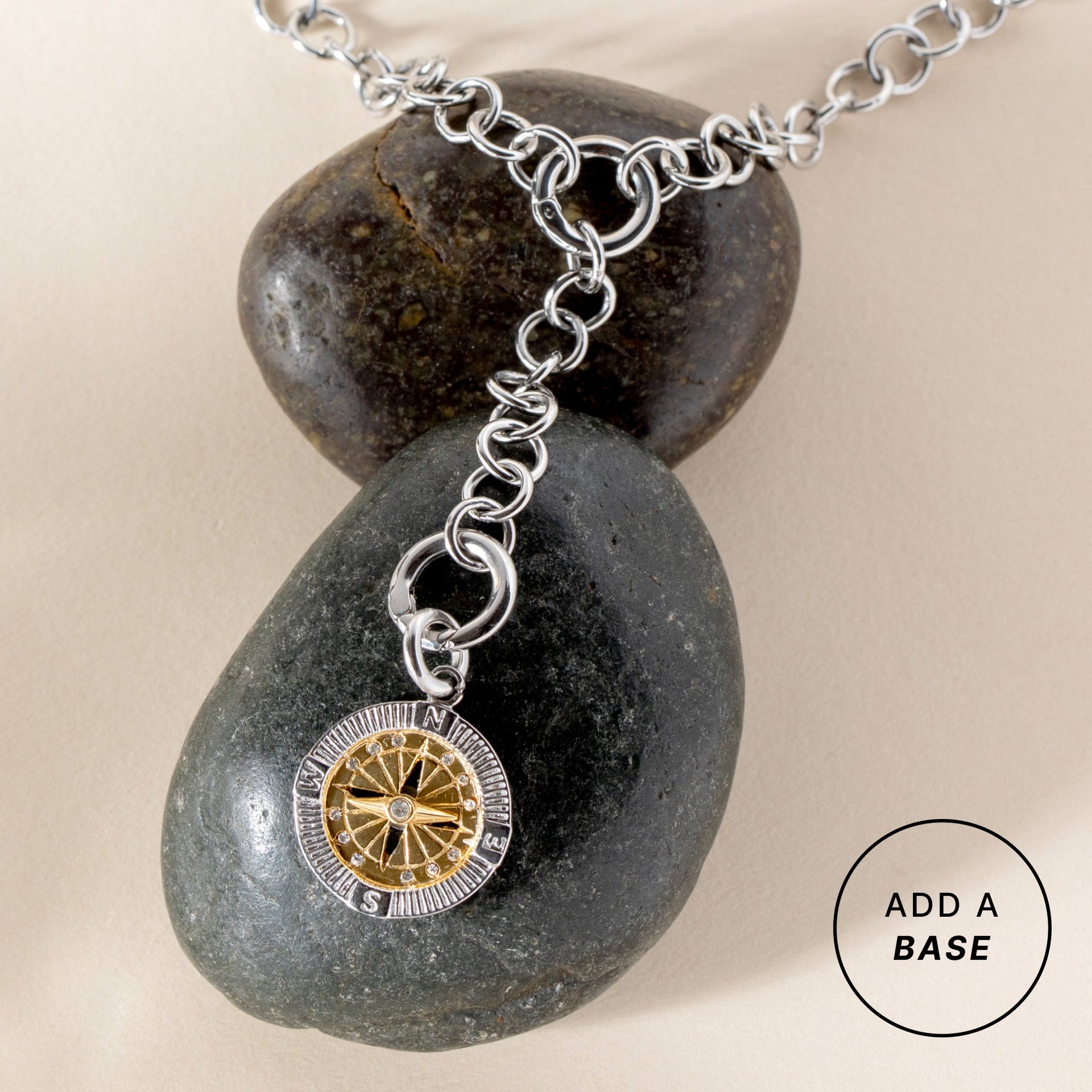 Interchangeable Two-Tone Compass Charm in Gold and Silver