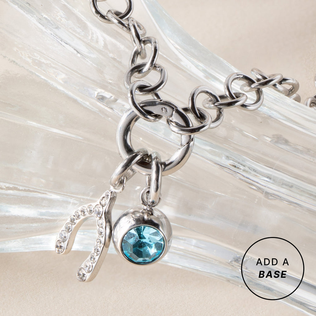 March Birthstone Interchangeable Charm in Gold with Aquamarine