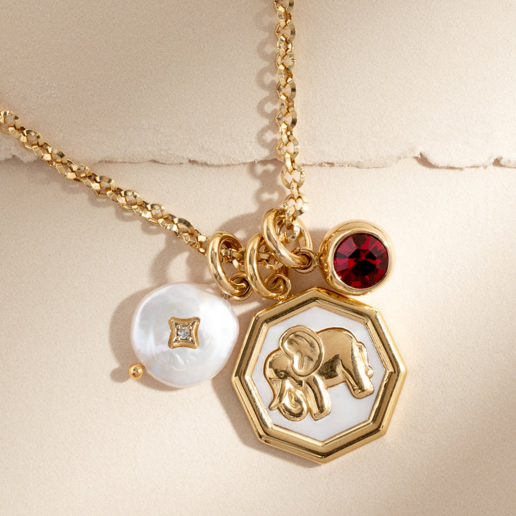 Elephant Interchangeable Charm with Mother of Pearl Inlay