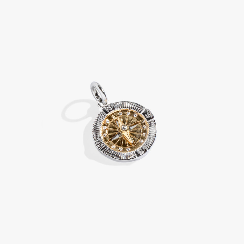 Interchangeable Two-Tone Compass Charm in Gold and Silver