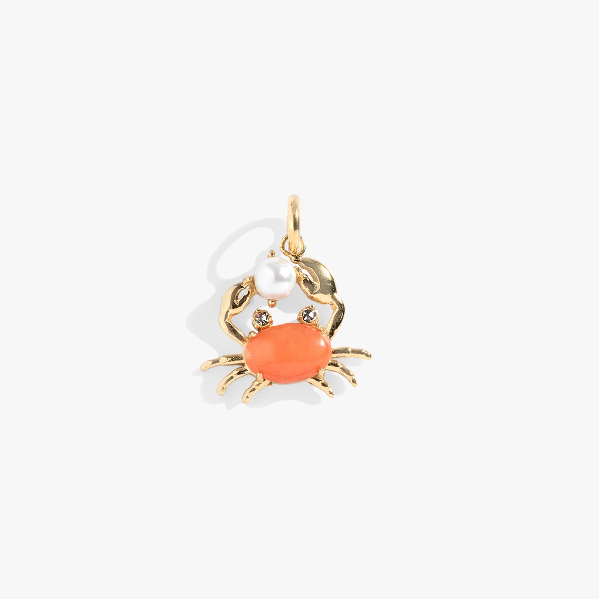 Crab Interchangeable Charm with Glass Pearl and Peach Jade