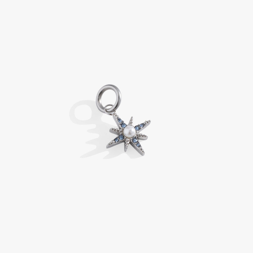 North Star Interchangeable Charm with Blue Crystals and Pearls