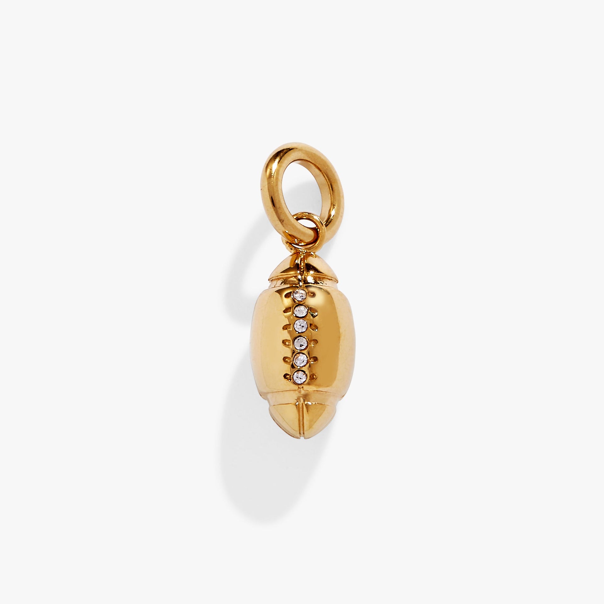 Two-tone silver and gold stainless steel football charm for interchangeable bracelets