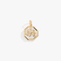 Gold-tone stainless steel elephant charm with mother of pearl inlay