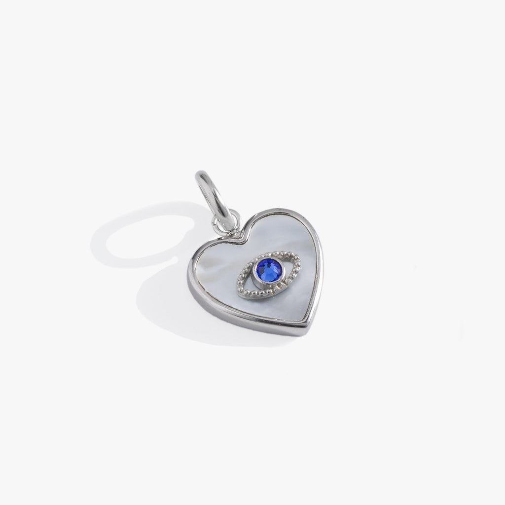 Evil Eye Heart Interchangeable Charm in Silver-Tone Stainless Steel