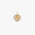 Gold-tone heart-shaped charm with clear pave crystals and an engraved 'Love' sentiment.