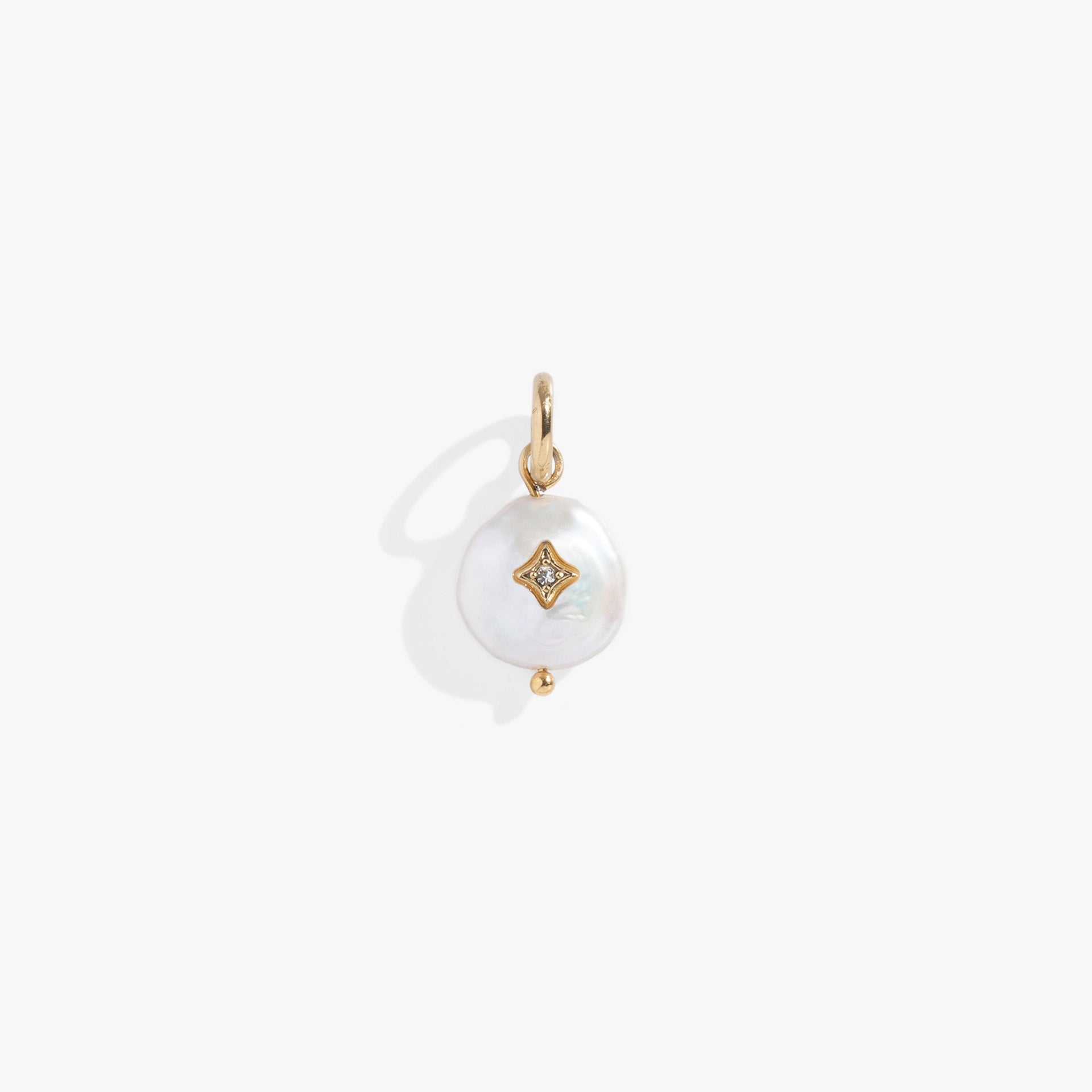 Pearl Interchangeable Charm with Gold Stainless Steel Accents