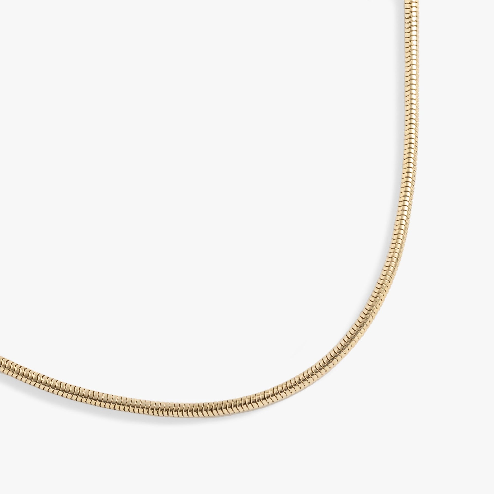 Round herringbone chain necklace base in polished gold finish for minimalist layering