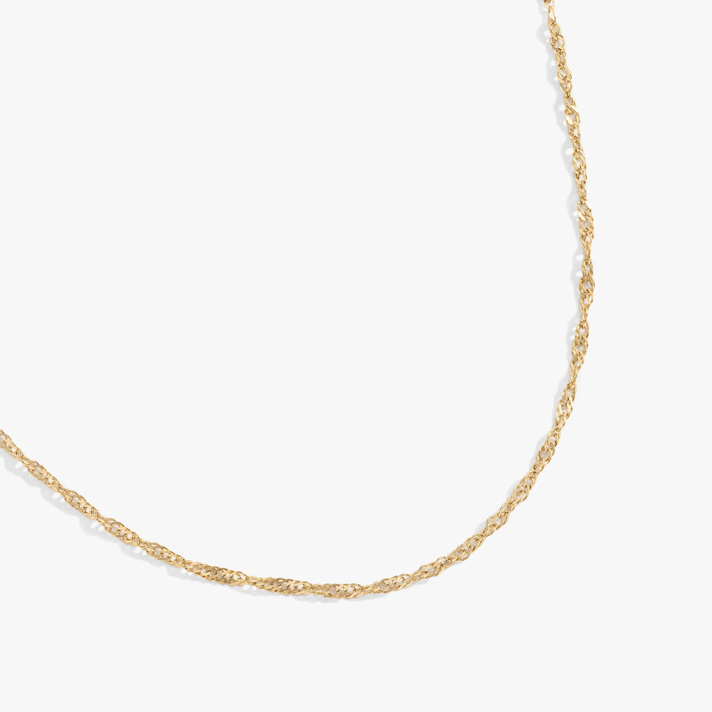 Singapore Chain Charm Necklace for Layering in Silver Stainless Steel