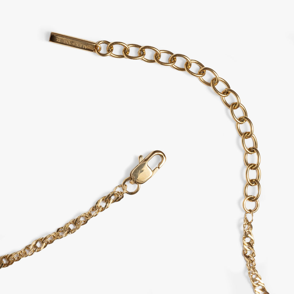 Singapore Chain Charm Necklace for Layering in Silver Stainless Steel