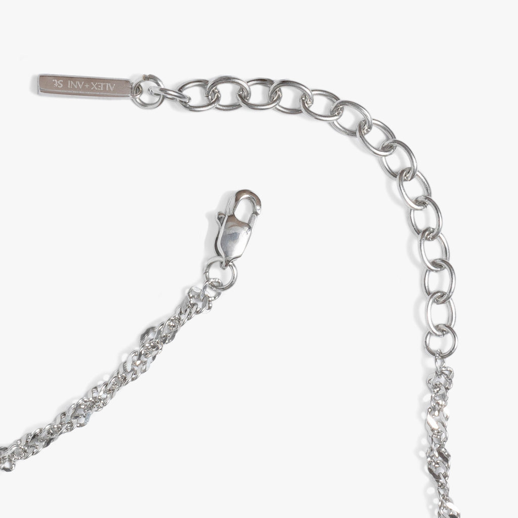Singapore Chain Charm Necklace for Layering in Silver Stainless Steel