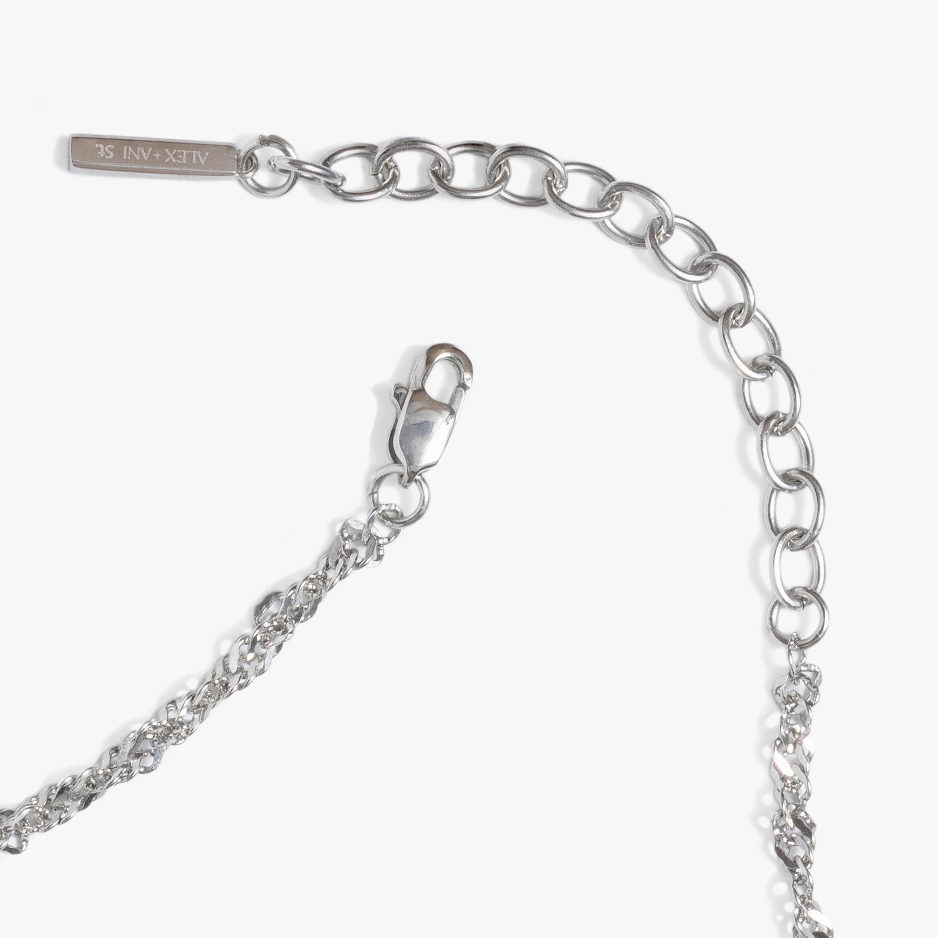 Singapore Chain Charm Necklace for Layering in Silver Stainless Steel