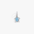 Close-up of a silver stainless steel Sea Turtle Interchangeable Charm with an iridescent crystal shell and clear accents.