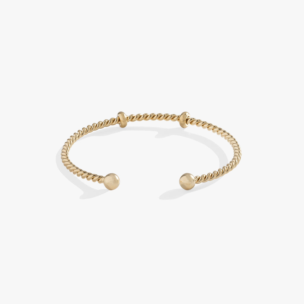 French Rope Charm Bracelet Cuff with Removable End Caps