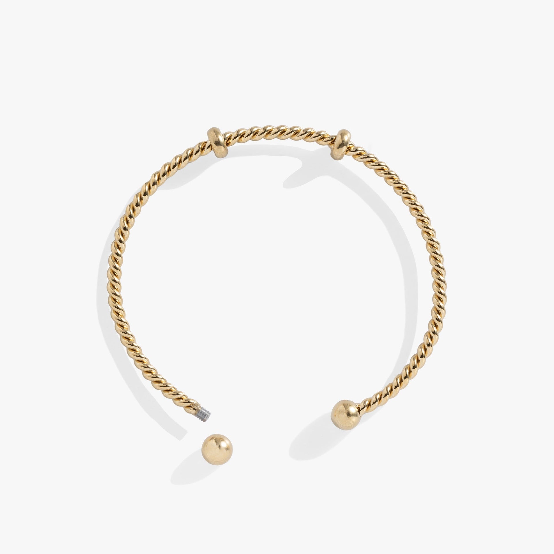 French Rope Charm Bracelet Cuff with Removable End Caps