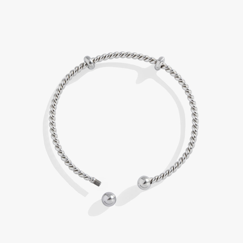 French Rope Charm Bracelet Cuff with Removable End Caps