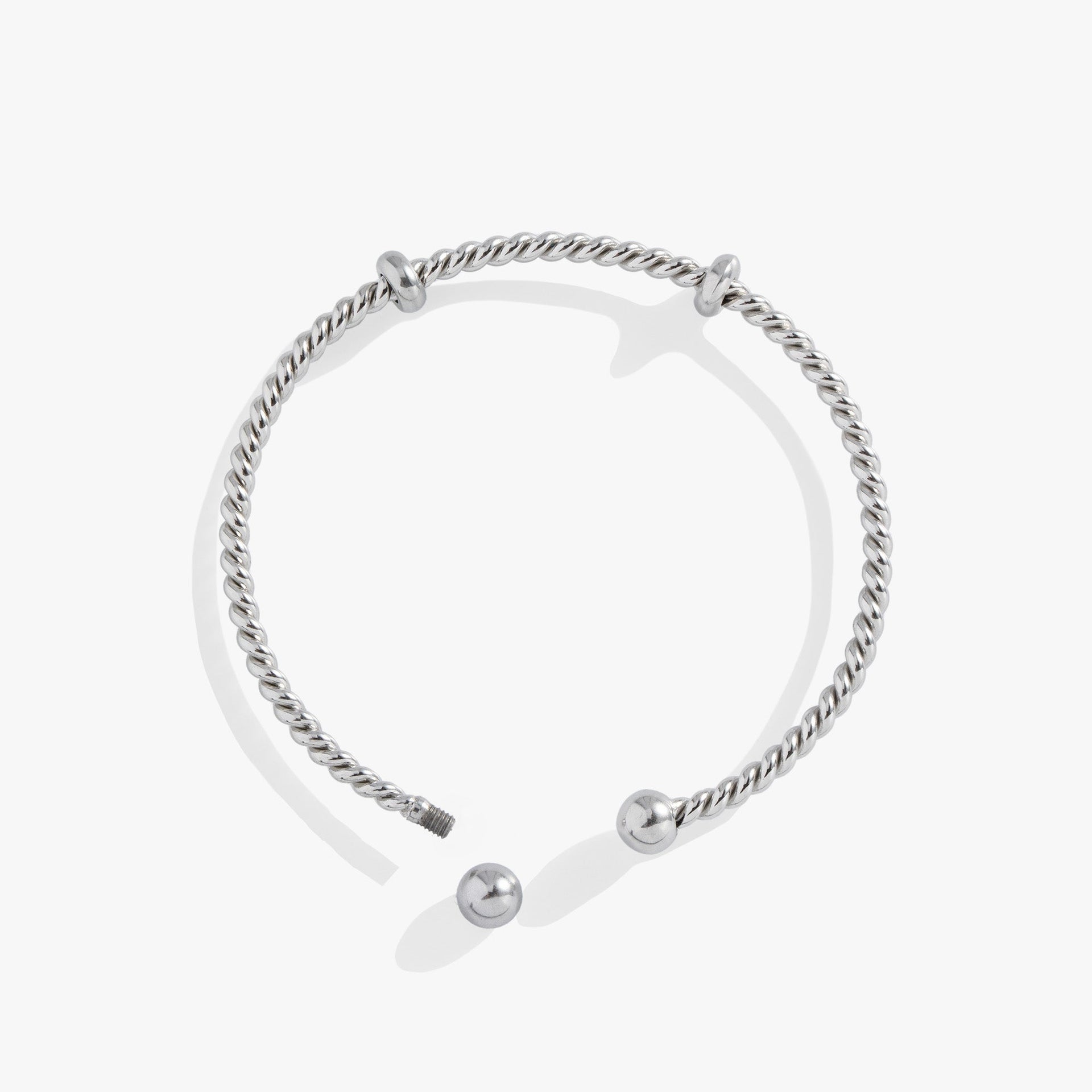 French Rope Charm Bracelet Cuff with Removable End Caps