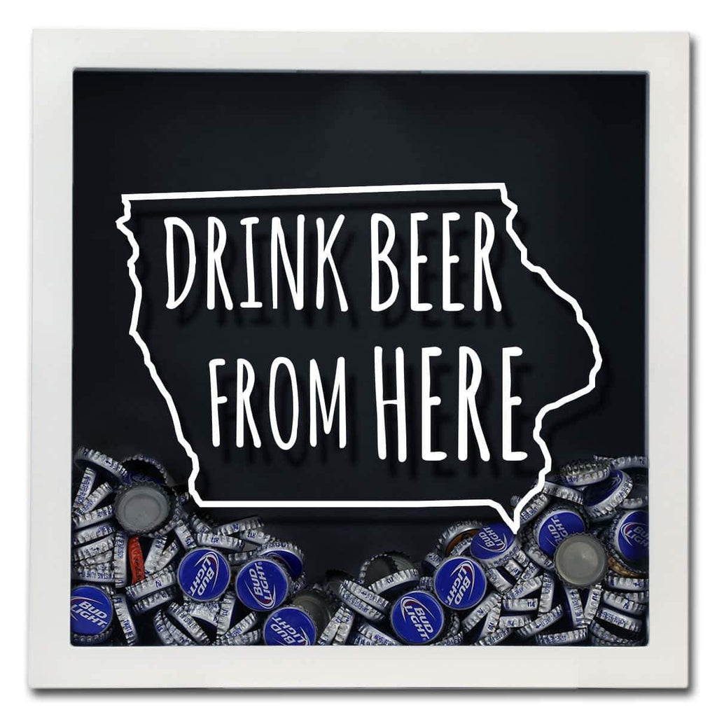 Iowa Drink Beer From Here Beer Cap Shadow Box