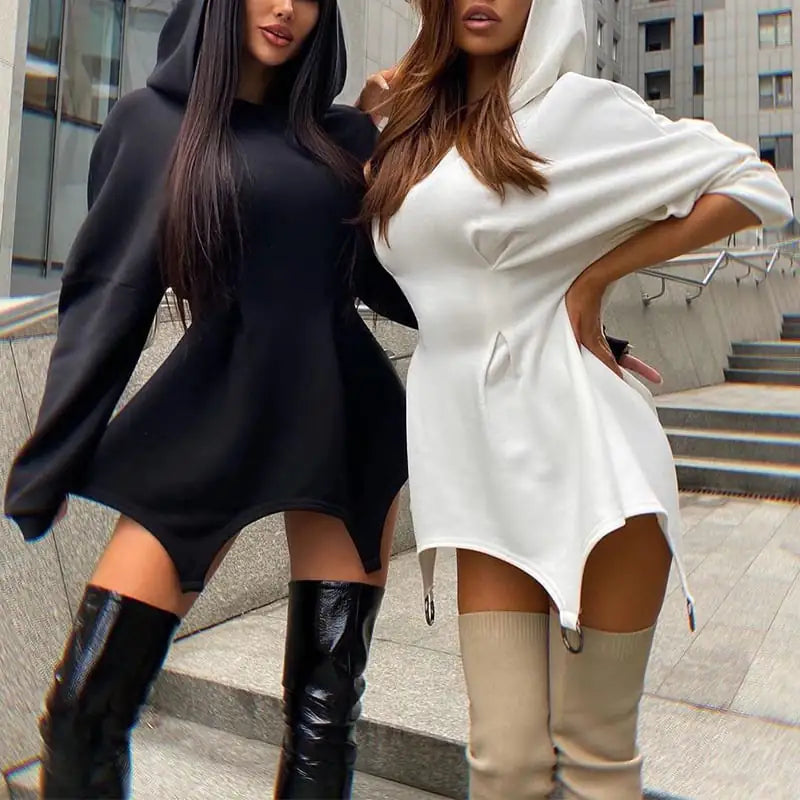 Loose-fitting Hooded Dress for Women's Fashion