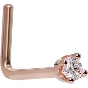 14k Rose Gold 2mm Moissanite Nose Ring