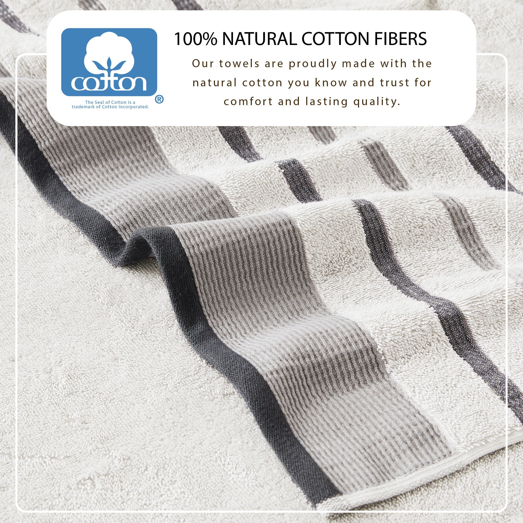 Decorative Cotton Stripe Bath Towel Set - Noelle Collection