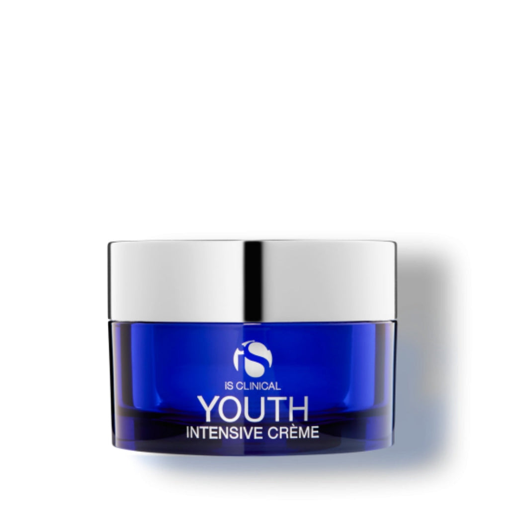 iS Clinical Youth Intensive Creme in a luxurious blue and silver jar.