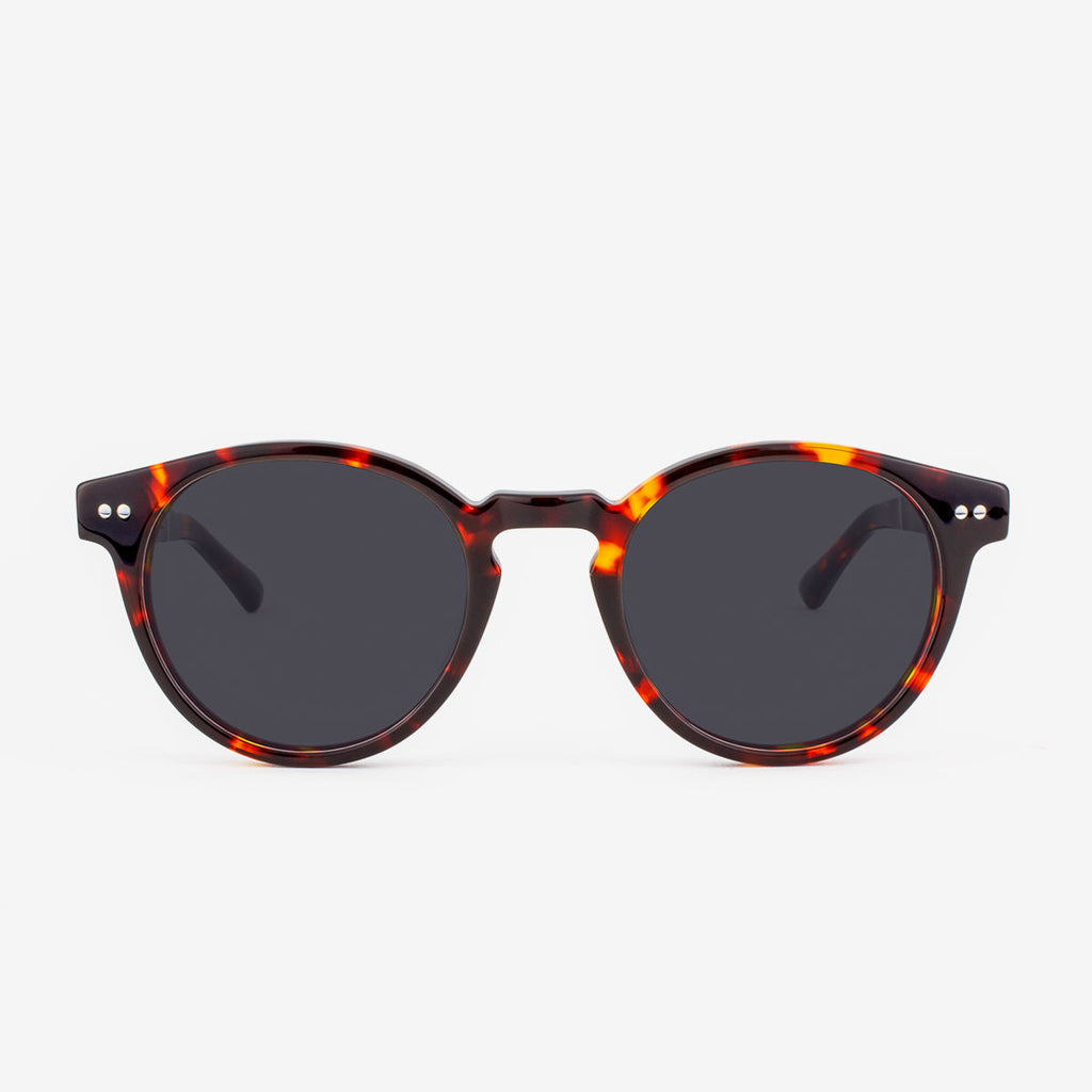 Isla round acetate and wood sunglasses in tortoiseshell and brown
