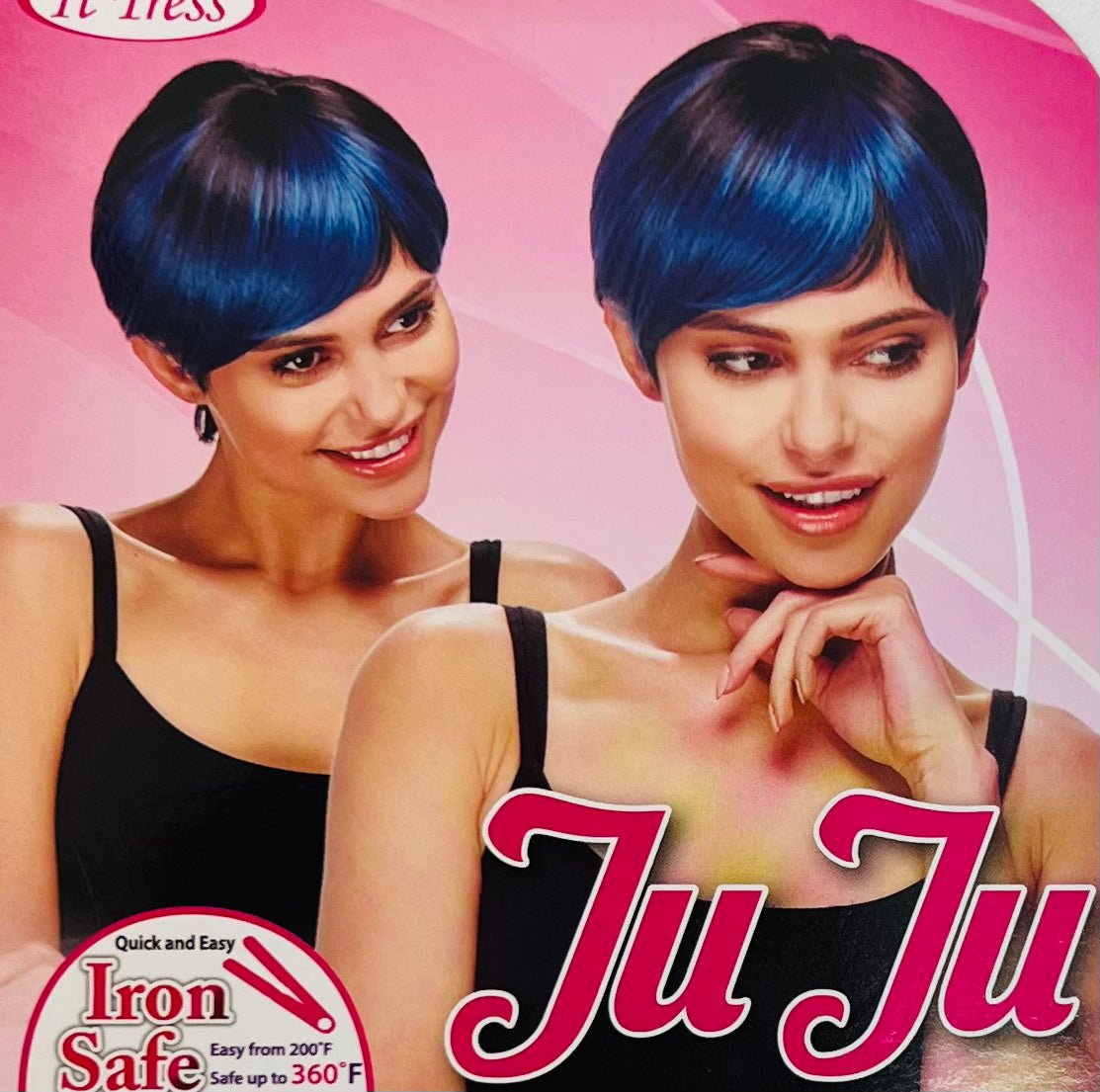 JJ-Sassy synthetic full wig in black and blue modern edgy style