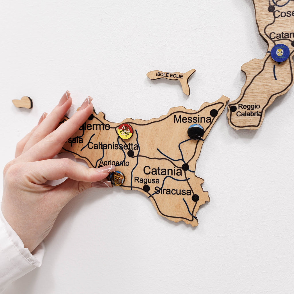 Gold Wooden Map of Italy Wall Decor - Modern Home Art
