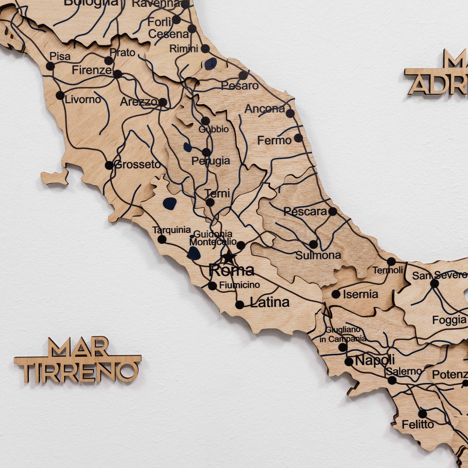 Gold Wooden Map of Italy Wall Decor - Modern Home Art