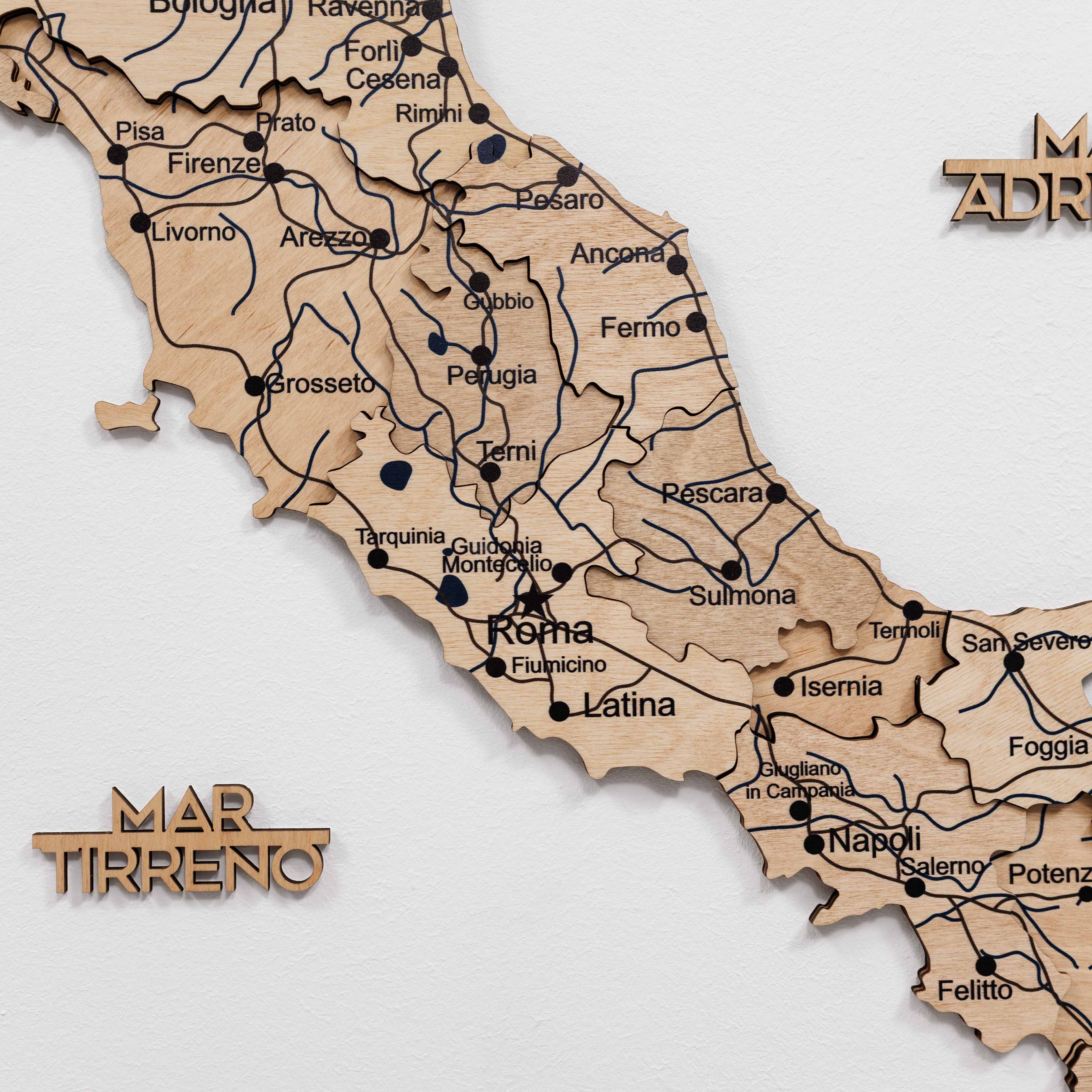 Gold Wooden Map of Italy Wall Decor - Modern Home Art