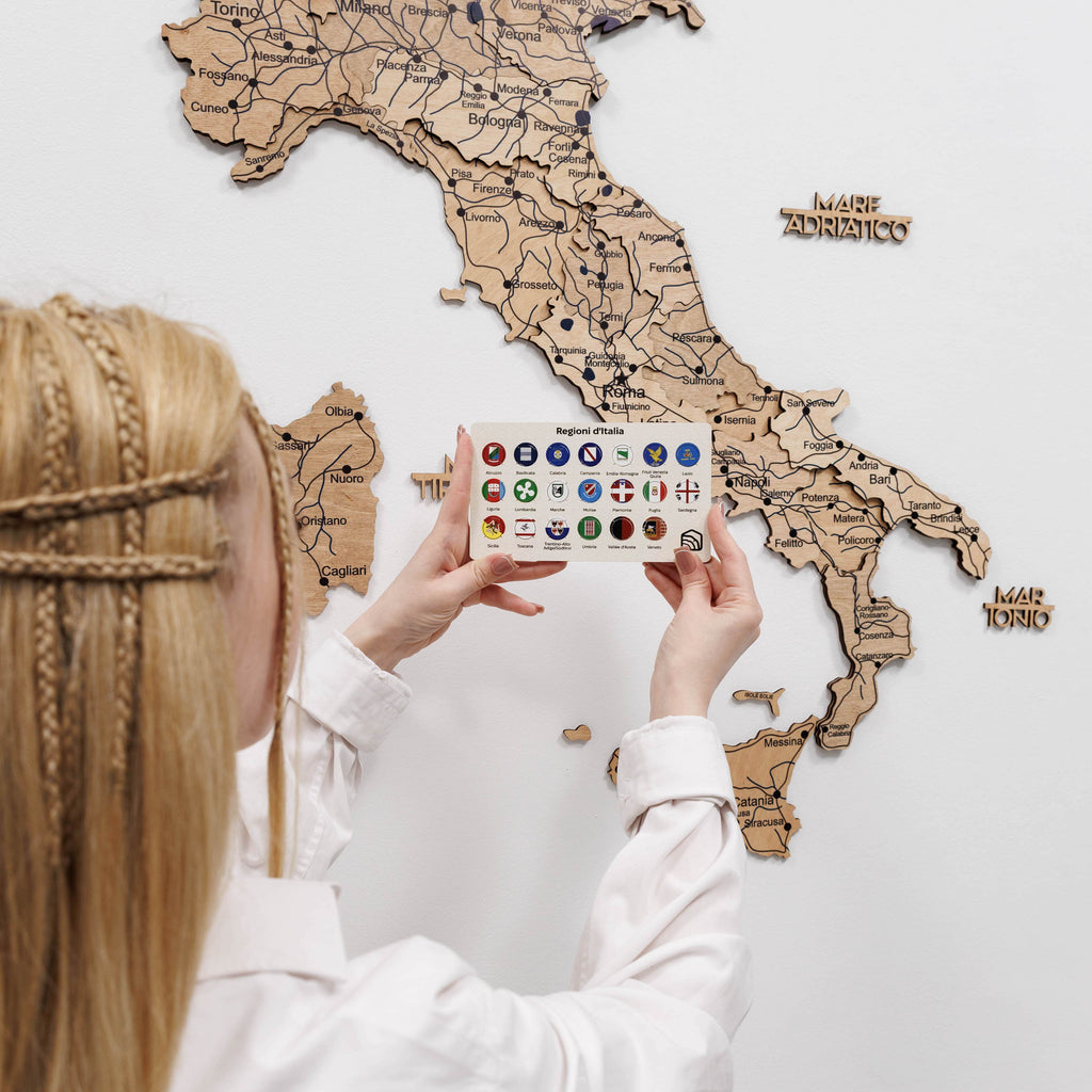 Gold Wooden Map of Italy Wall Decor - Modern Home Art