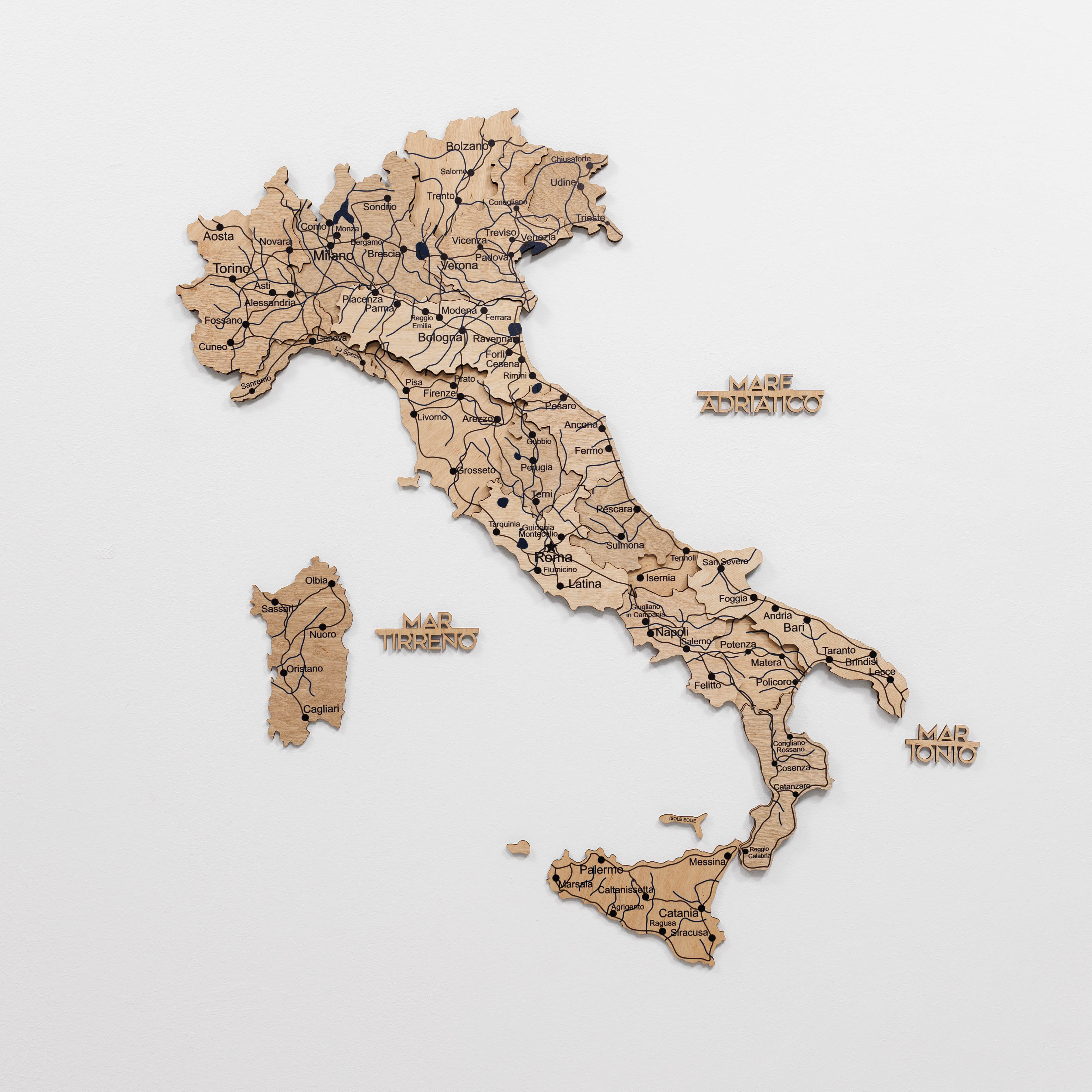 Gold Wooden Map of Italy Wall Decor - Modern Home Art