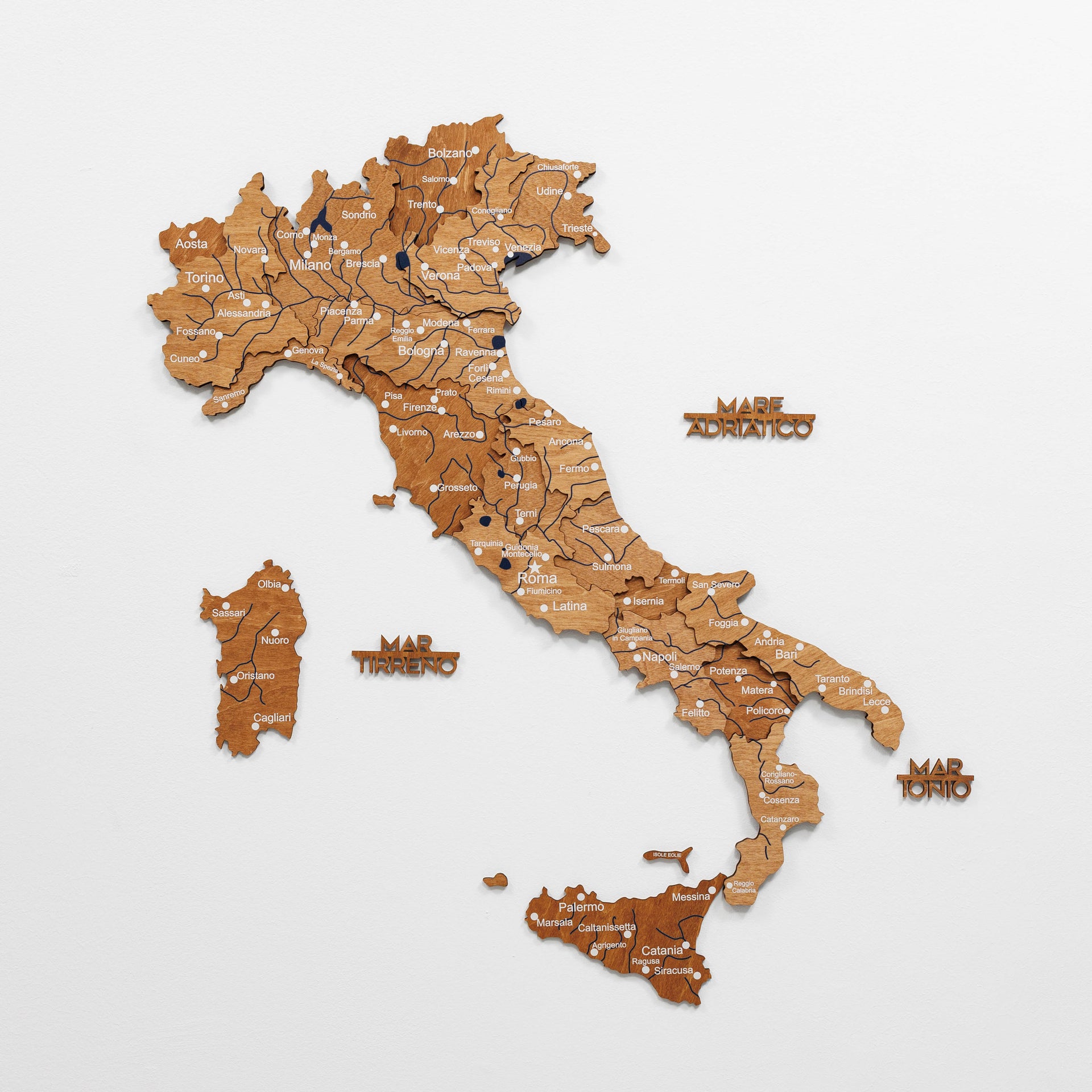 Oak Wooden Map of Italy – Minimalist Nature-Inspired Wall Art