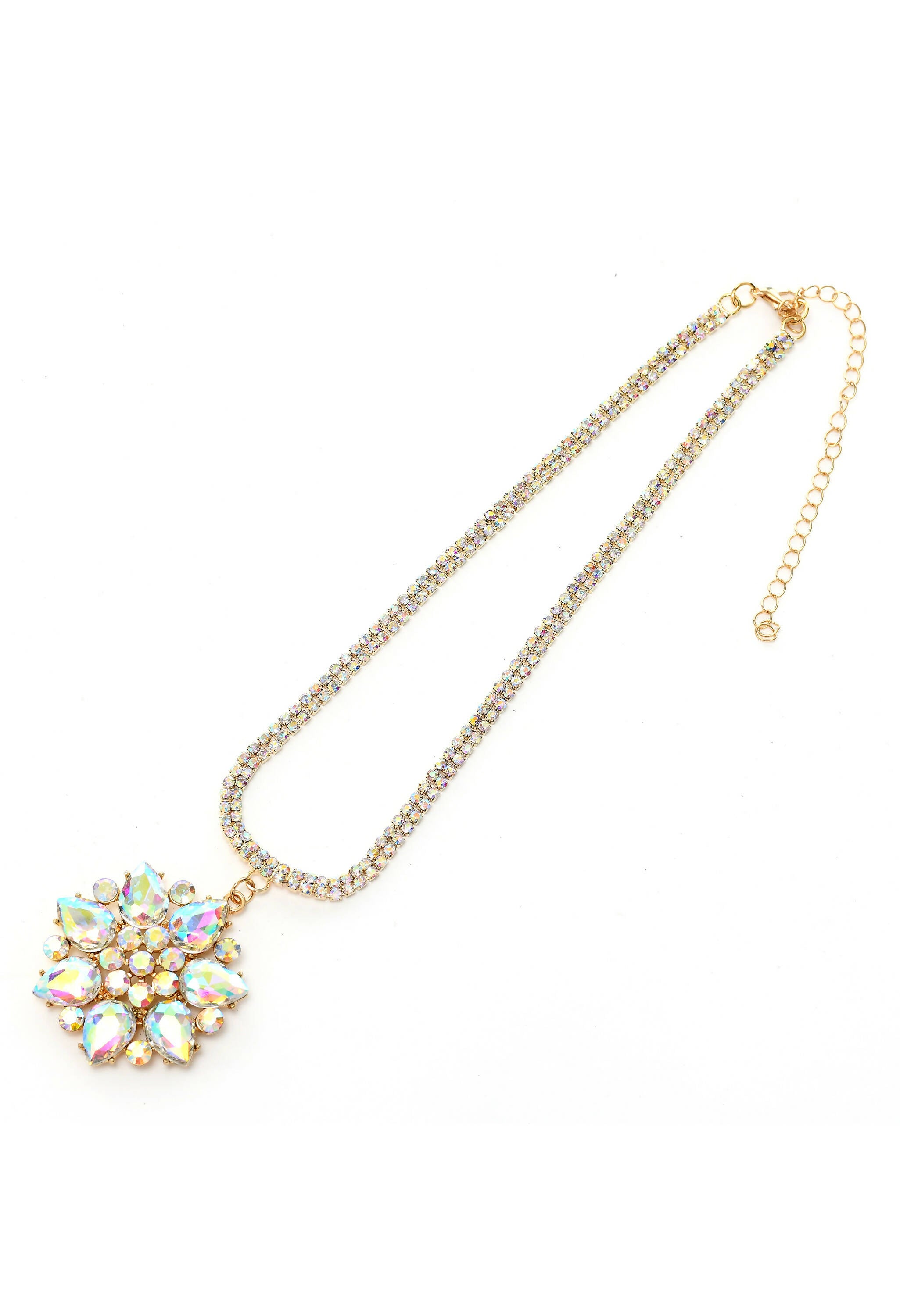 Statement AD Stone Long Necklace with Gold-Polished Finish